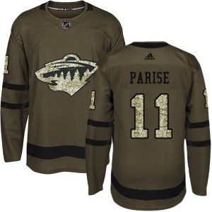 Herren Minnesota Wild Eishockey Trikot Zach Parise #11 Authentic Grün Salute to Service